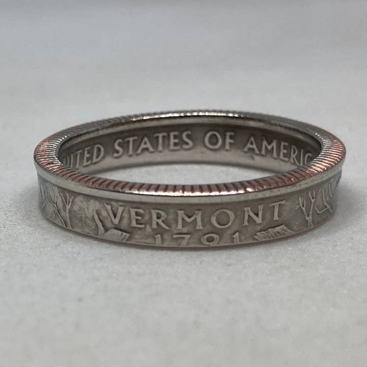 Vermont Cut Coins & 2nd Shot Round - Wholesale Band/Stacked Ring - Handmade Coin Ring Statehood Quarter PICK YOUR STATE