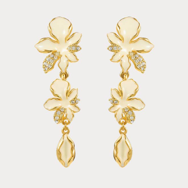 Hvide irisblomst hængeøreringe for engroshandel hos Verdivine