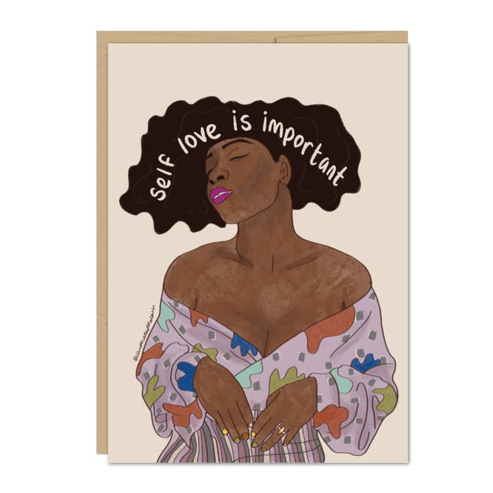 Self Love is Important Greeting Card for wholesale by Illustrated Melanin