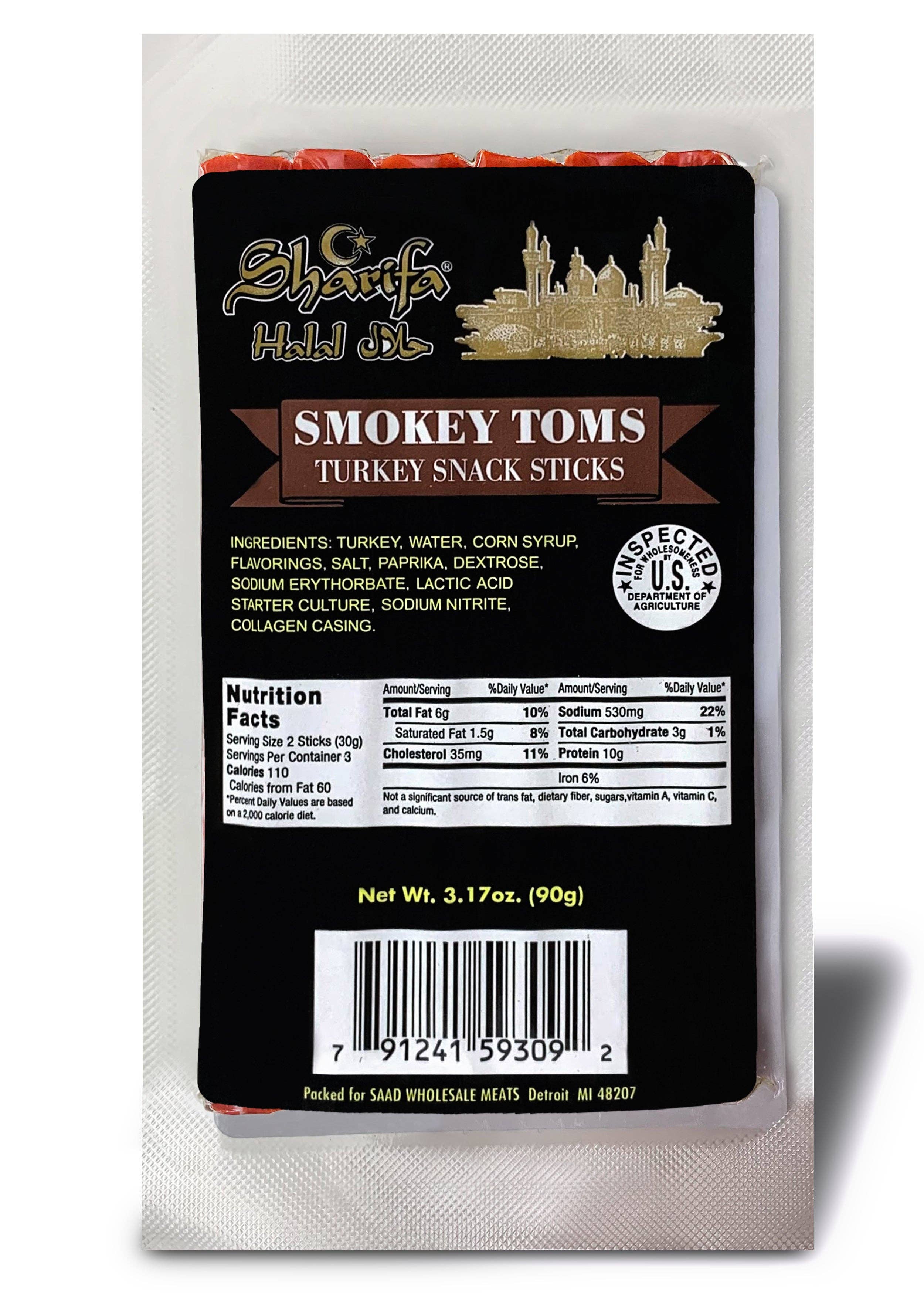 Sharifa Halal Snacks - Wholesale Jerky - Sharifa Halal Smokey Toms Turkey Snack Sticks (25 total)4