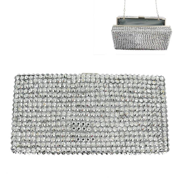 SP Sophia Collection - Wholesale Clutch Bag - Women's - Crystal Rhinestone Evening Box Clutch Purse
