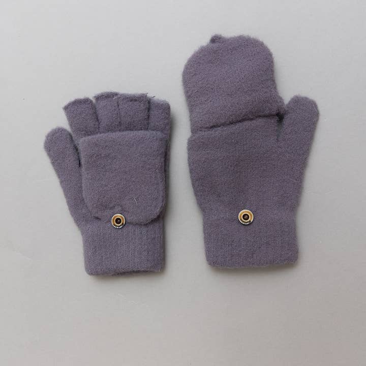 Leto Accessories - Wholesale Gloves - Women's - Winter Knit Convertible Fingerless Gloves with Mitten Flap