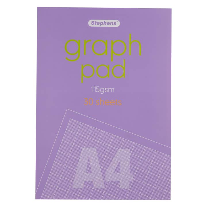 West Design Products - Wholesale Notepad - Stephens Graph Pad 115gsm, 30 Sheets, White, A4