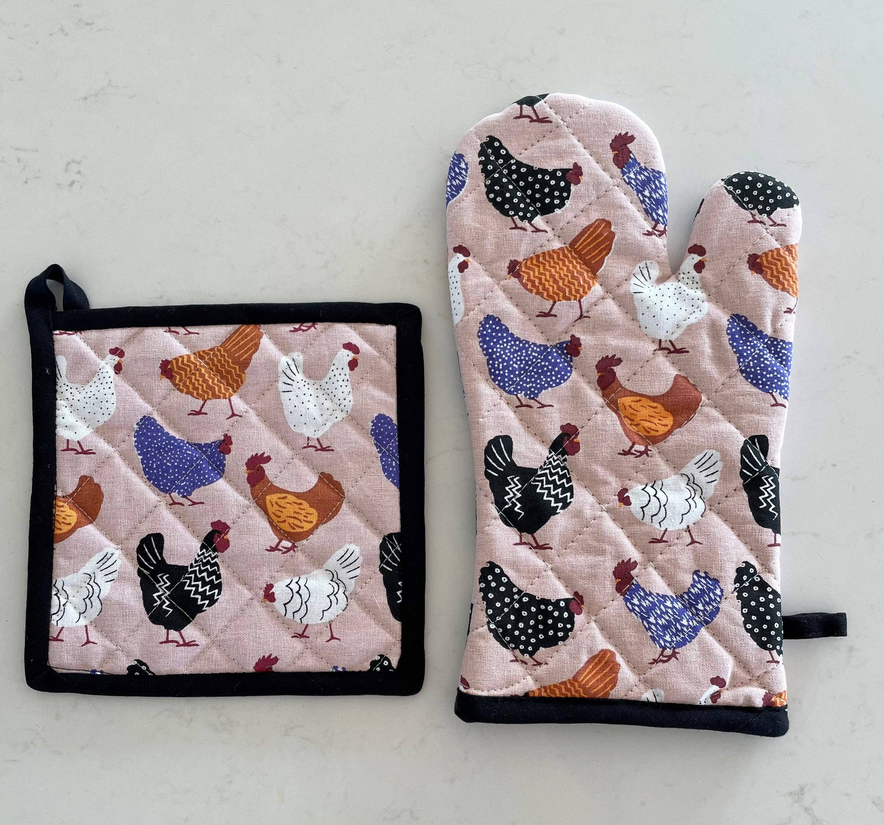 Allgifts Australia – wholesale Oven mitt/pot holder – Oven Glove & Pot Holder Set - Bright Hen1