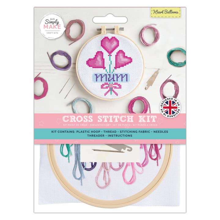 West Design Products - Vendita all'ingrosso Attrezzatura per ricamo/punto croce - Kit per ricamo a punto croce Simply Make - Palloncini a forma di cuore