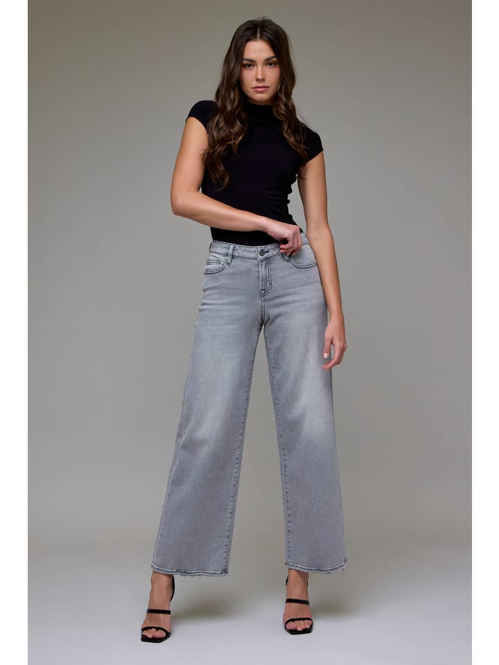 Hidden Jeans - Wholesale Jeans - Women's - Light Grey Clean Stretch Mid Rise Extra Wide leg 2