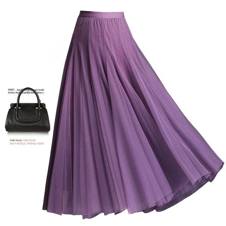 UZ Wholesale Store – Engroshandel Nederdel - Dame – Maxinederdel i ensfarvet dobbelt lag med stor kant