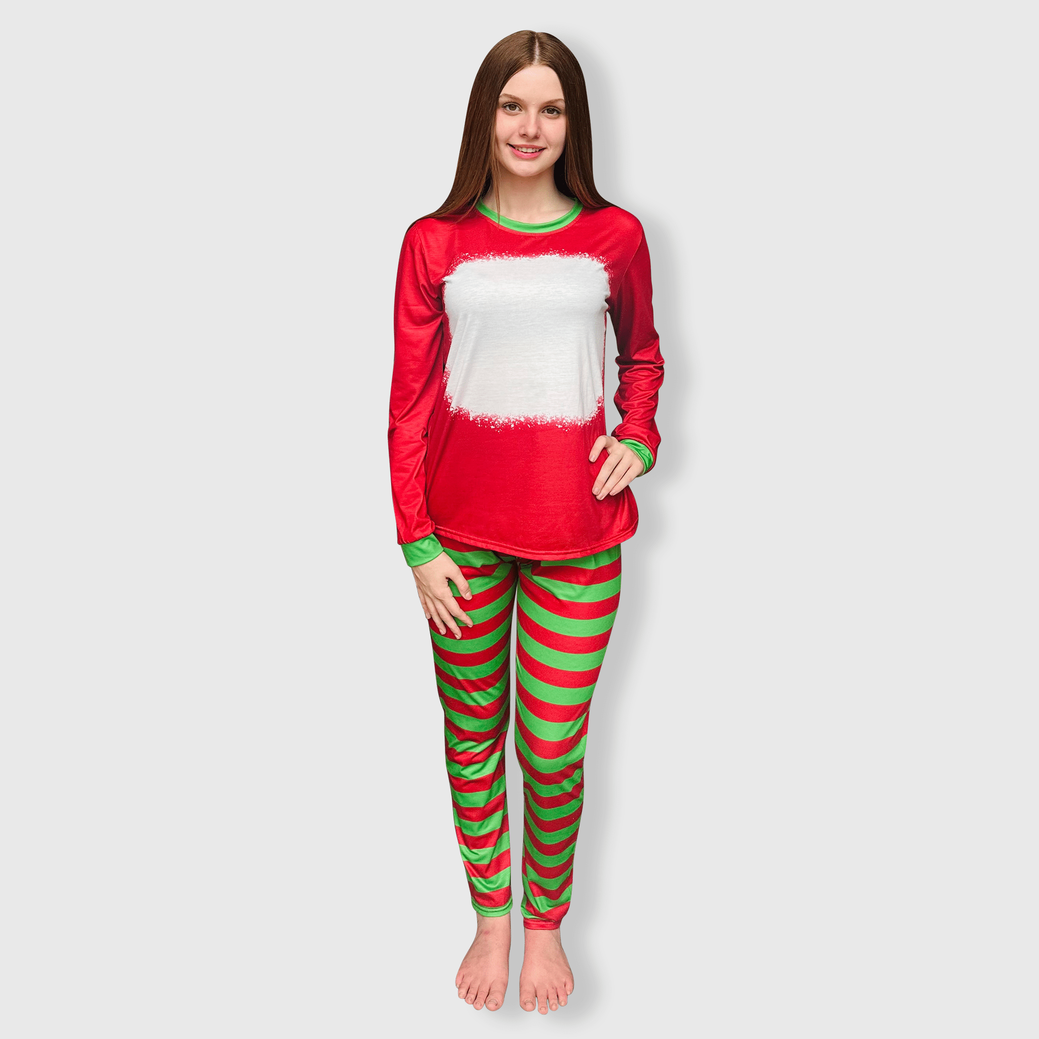 ILTEX Apparel - Wholesale Sleepwear Set - Women's - Christmas FAUX Bleached Red Green Family Pajama Set (Kids & Adult)3