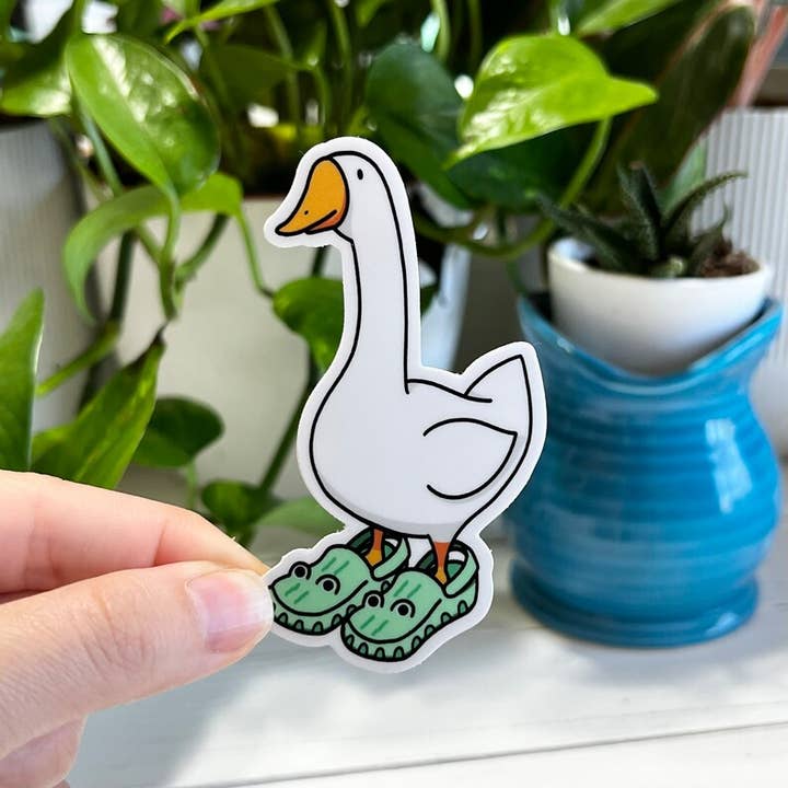 Goose wearing crocs Sticker for wholesale by Scarlett Rose Galaxy
