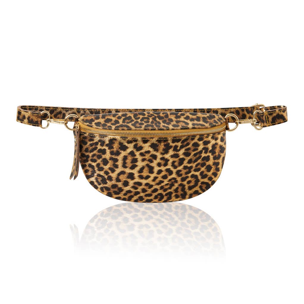 MONTTE DI JINNE - Venta al por mayor Bandolera - Mujer - Riñonera cruzada de cuero italiano con estampado de leopardo9