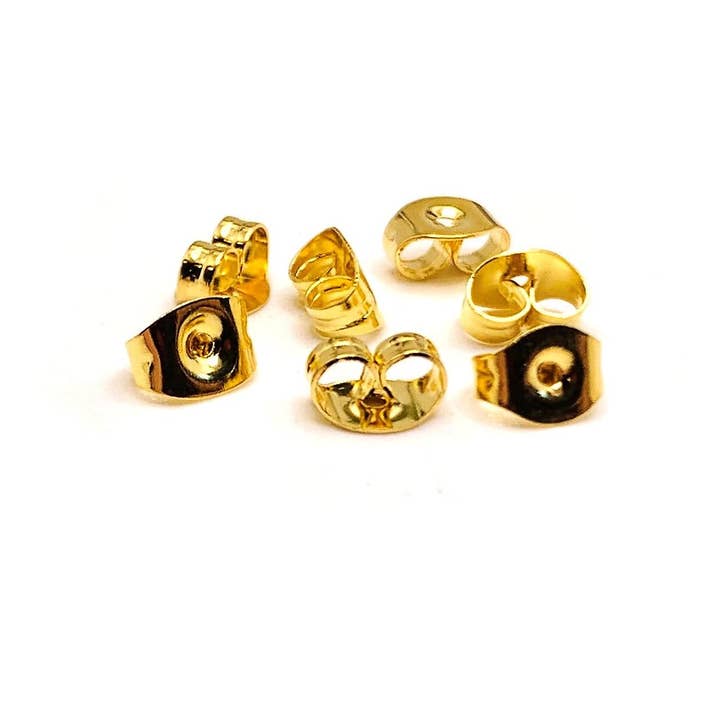 Guerrilla Charm - Wholesale Craft Supplies - 304 Gold Stainless Steel Metal Butterfly Earring Back Stoppers, 6x4mm