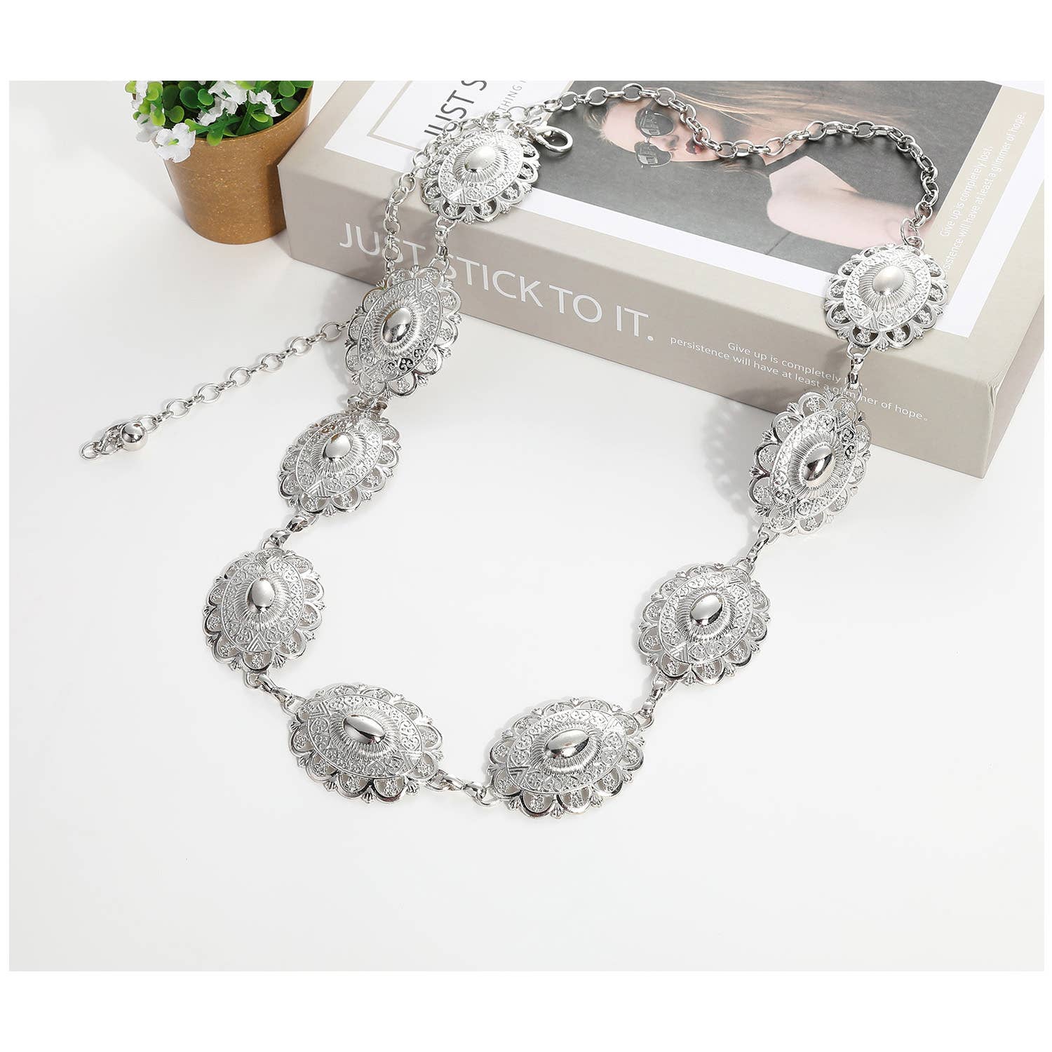 Little Trendy - Vente Ceinture – femme - Ceinture à chaîne Western Turquoise Concho4