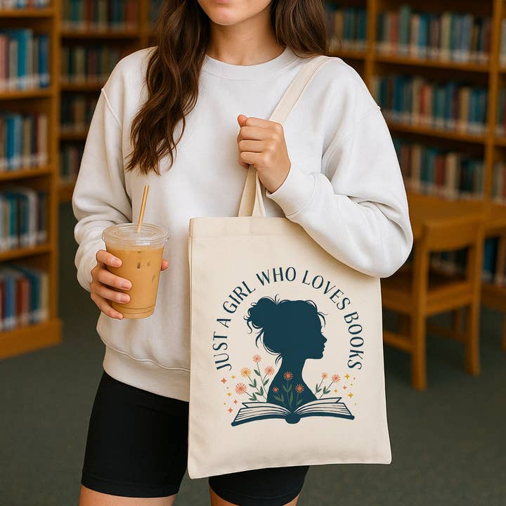 Meisje Dat Van Boeken Houdt Canvas Tas voor wholesale door DaisyChainDesignCo