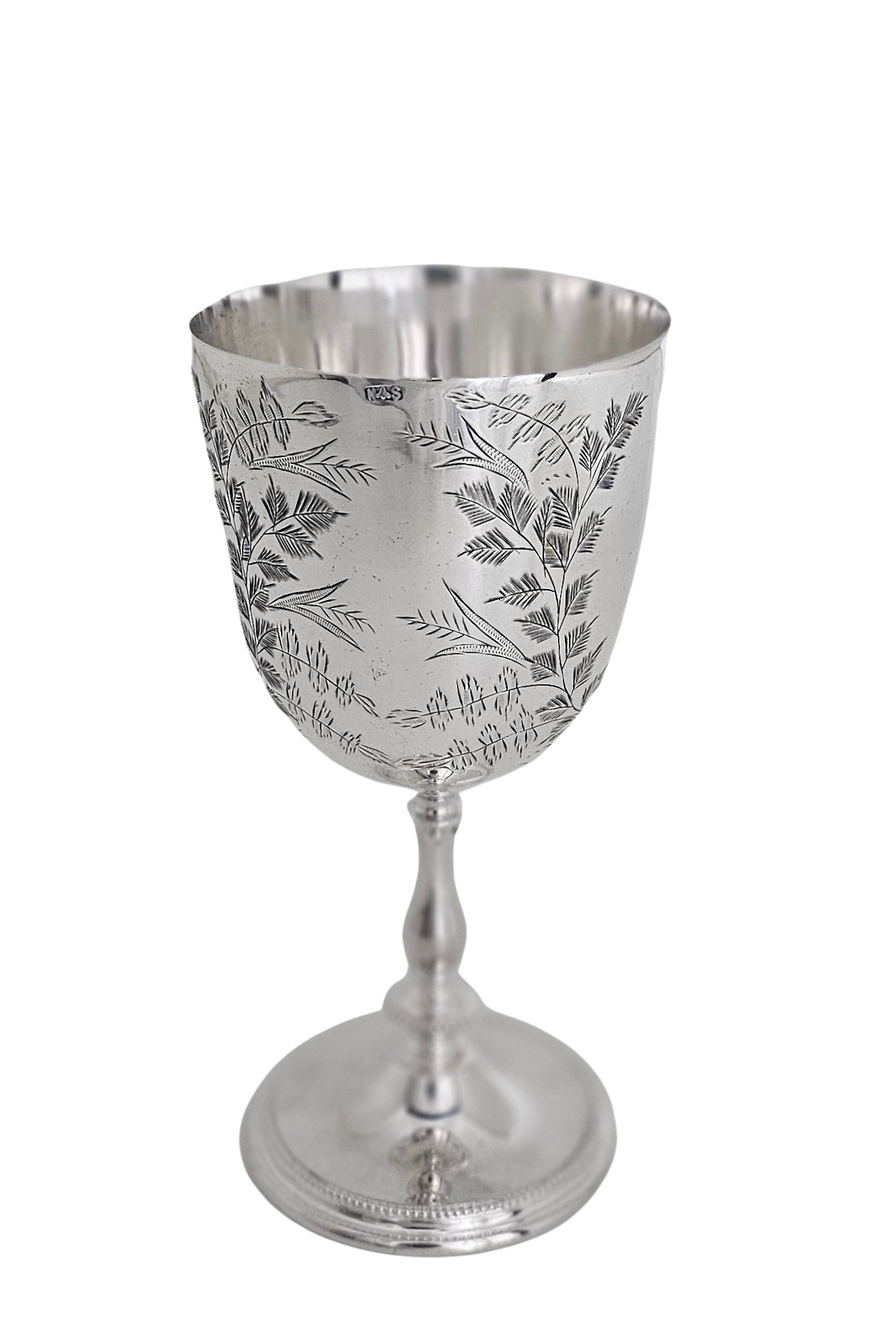 Corbell Silver - Venta al por mayor Varilla mezcladora - Copa Helecho Grabada 6'h Plata Inglesa c.1870.SKU:ANT41915