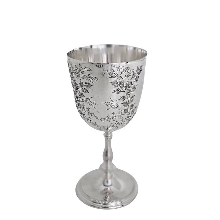 Corbell Silver - Venta al por mayor Varilla mezcladora - Copa Helecho Grabada 6'h Plata Inglesa c.1870.SKU:ANT41915