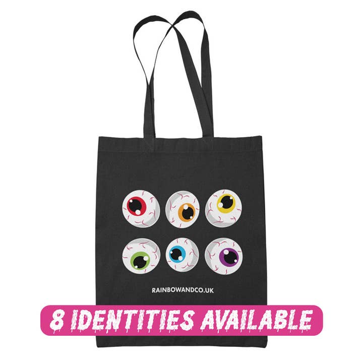 Subtle Pride Eyeballs Halloween Tote Bag for wholesale by Rainbow & Co