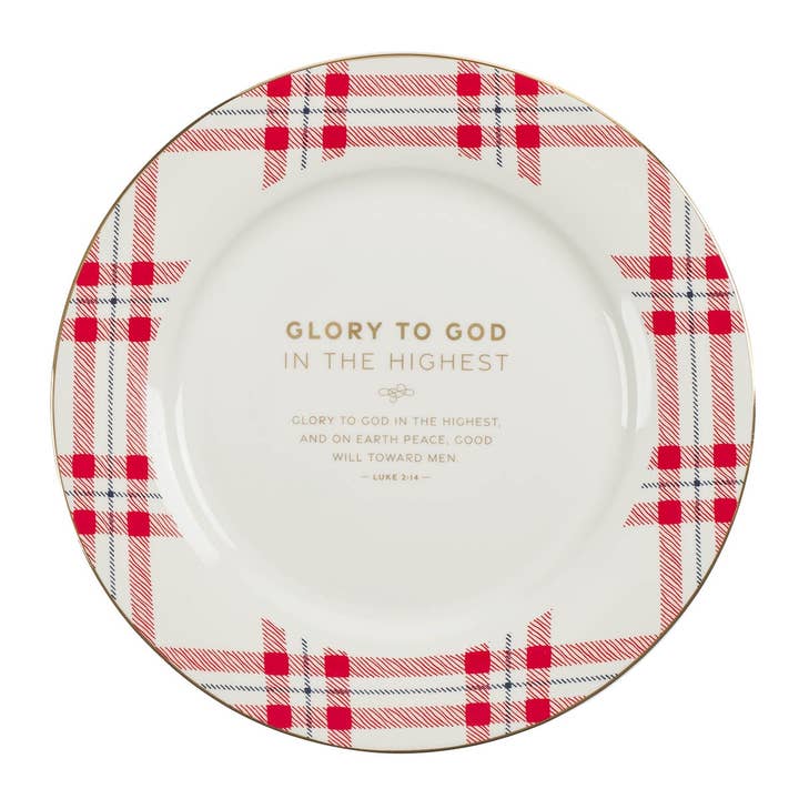 Christian Art Gifts - Wholesale Christmas Decoration - Plate Set 4pc Christmas Plaid