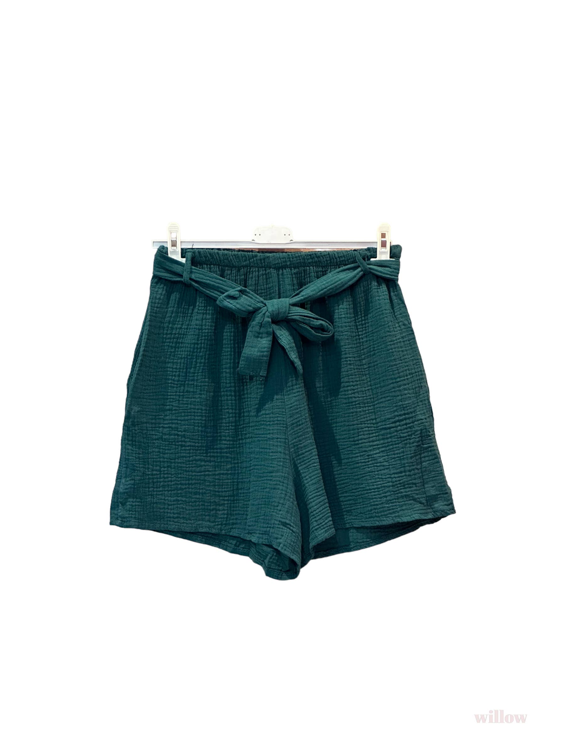 Moonsun - Vendita all'ingrosso Pantaloncini - Donna - Shorts in garza di cotone #2305 con cintura23