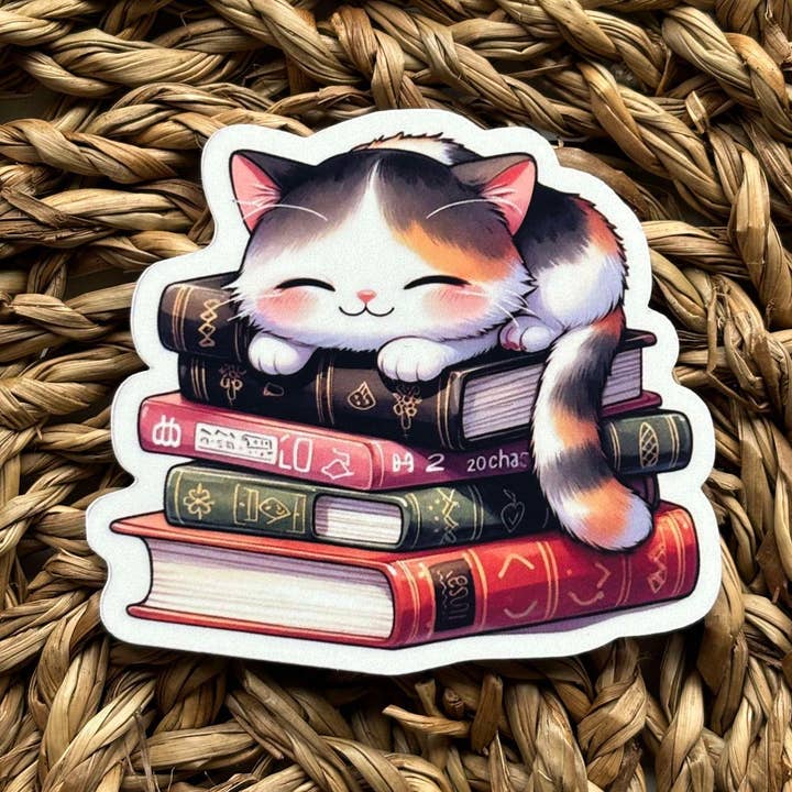 Nordic Book Adventure - Wholesale Phone & Laptop Stickers - Sleeping Cat Bookstack0