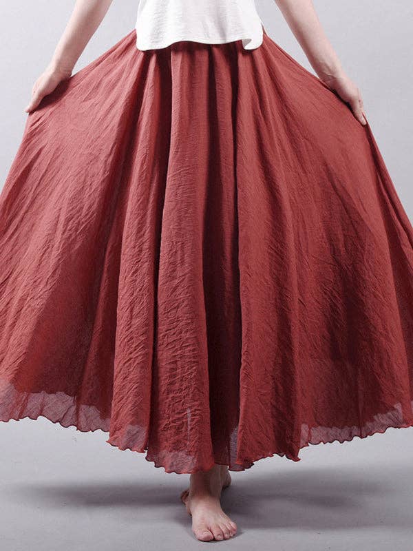 StyleGalX - Vente Jupe – femme - Jupes décontractées trapèze de couleur unie à taille élastique2