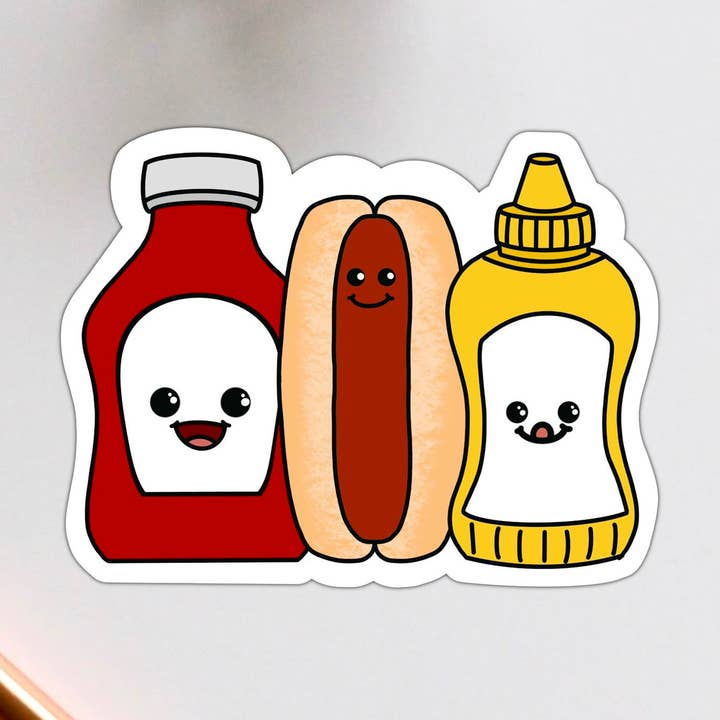 Adesivo de vinil Hot Dog Ketchup Mostarda Taste Buds por atacado de Stick With It Sticker Co