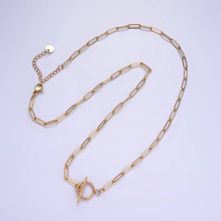 Aim Eternal - Wholesale Link & Chain Necklace - 14K Gold Filled Toggle Clasps Paperclip Chain 19in Necklace