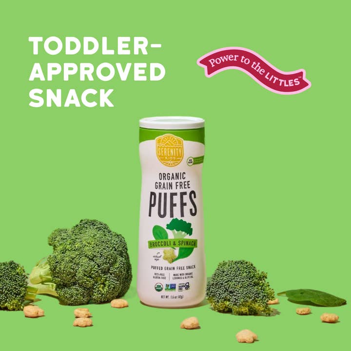 Serenity Kids - Wholesale Puffed Snack - Broccoli & Spinach Organic Grain Free Puffs (6 Cans)4