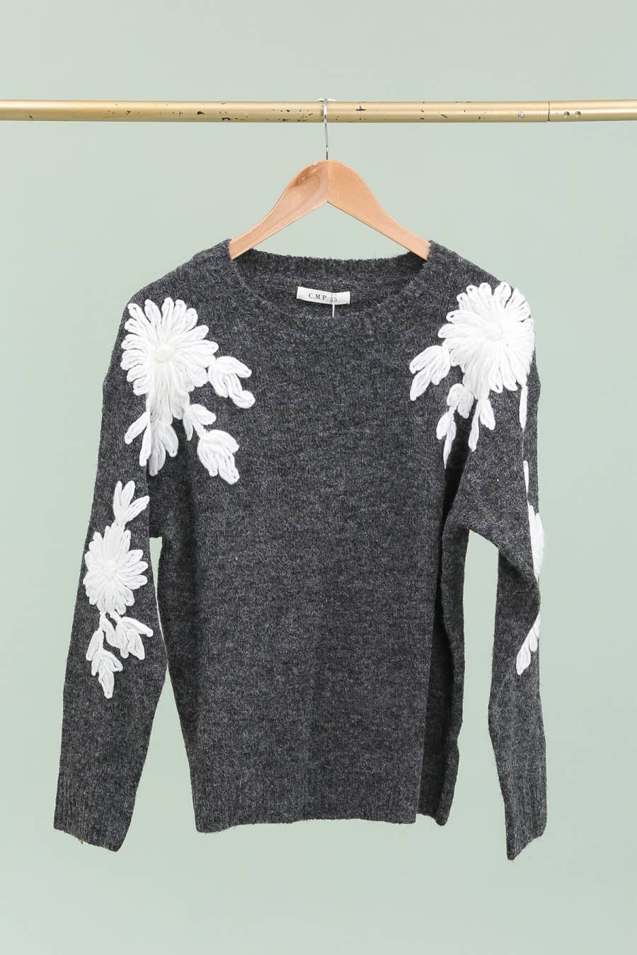 DIX-ONZE - Vendita all'ingrosso Maglione tricot - Donna - Maglione Morbido con Fiori Ricamati – Dettaglio in Rilievo4