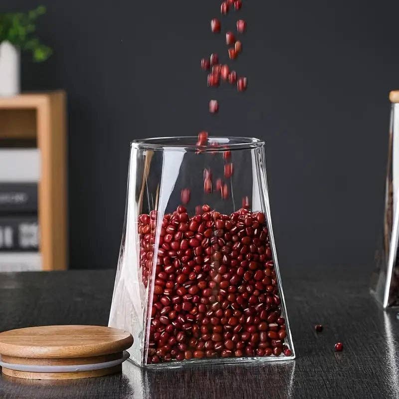 Huis Van Merken - Wholesale Voedselopslagcontainer - Glazen Opbergpot Set - Luchtdichte Voedselbussen met Houten Deksel4