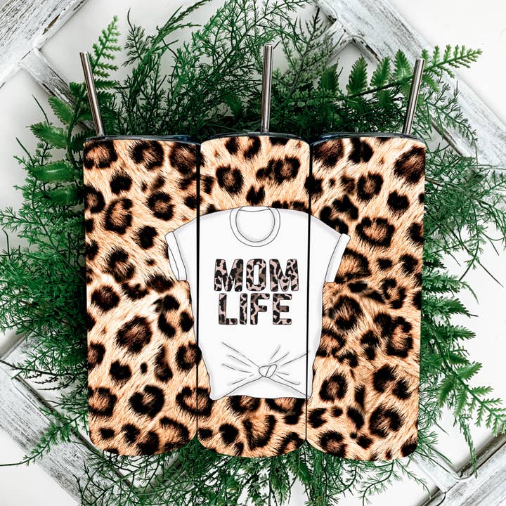 Mom Life Cheetah Shirt Tumbler for wholesale by Totally Tumblers LLC
