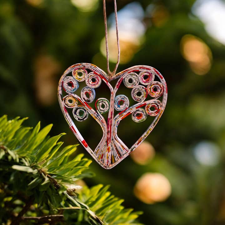 The Upcycled Paper Company - Wholesale Ornament - Heart Tree Of Life Christmas Ornament - Recycled Paper