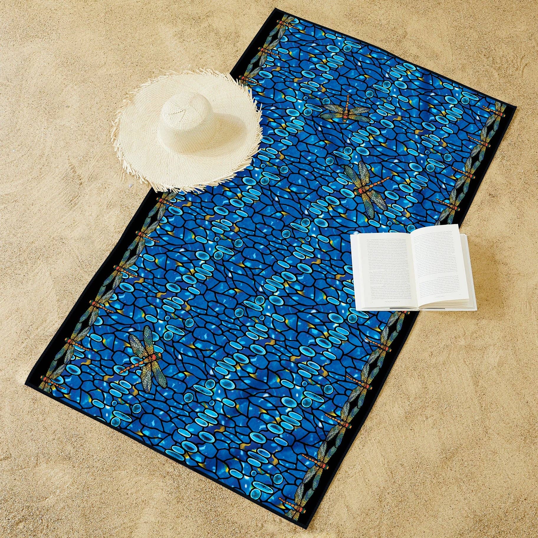 RainCaper - Wholesale Beach Towel - Tiffany Dragonfly Oversized Beach Towel - Microfiber, Quick-Dry3