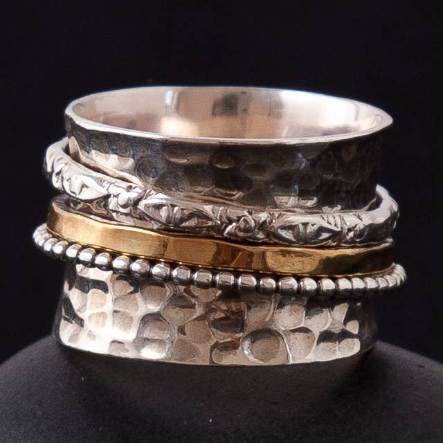 Decorated Sterling Silver Spinner Ring for wholesale by Baizaar
