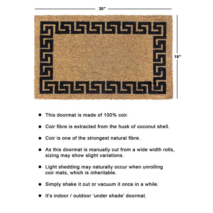 RugSmith - Wholesale Door mat - RugSmith Black Greekey bordered Doormat, 18" x 30"2