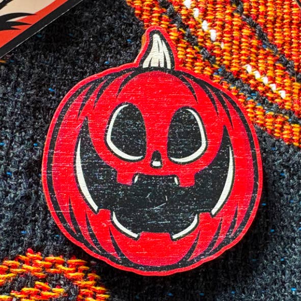 Vintage Halloween geïnspireerde houten pompoen speld voor wholesale door October 31st