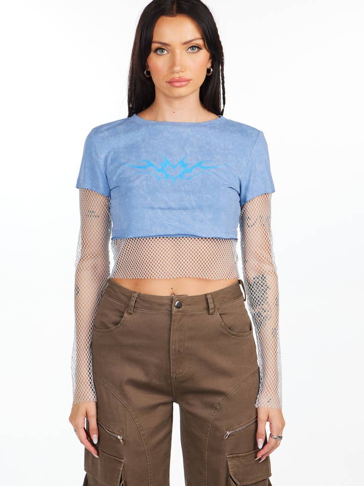 S8ter Girl Fishnet Top for wholesale by Pretty Damage