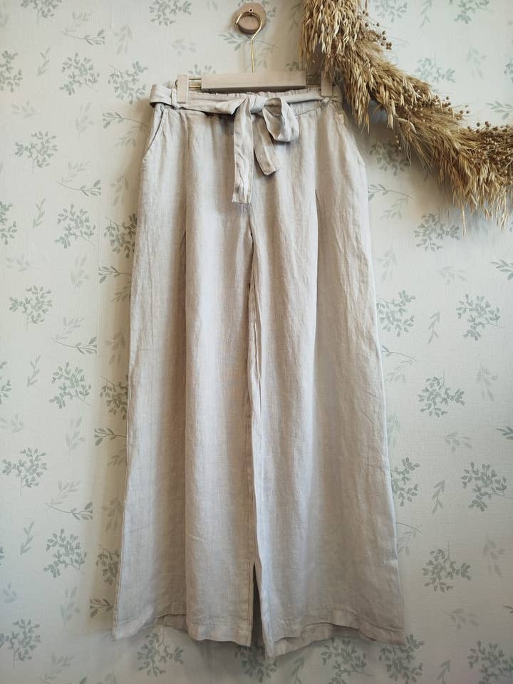 Byxor med knytband i midjan, 100 % linne för wholesale av Linos y Textiles