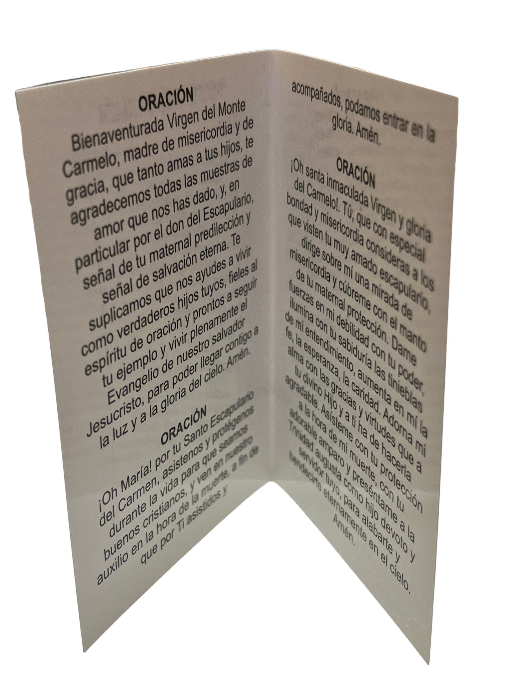 SAN JUDITAS RELIGIOUS ARTICLES - Wholesale Religious Card - ESTAMPA DOBLE C/ ORACION: VIRGEN DEL CARMEN1