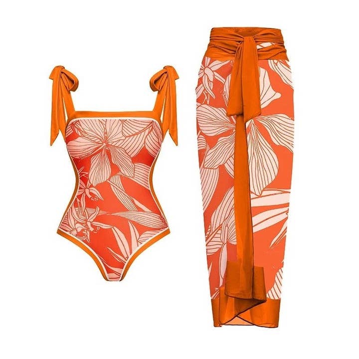 Eendelig badpak met bloemenprint en rok - Zwemkleding set voor wholesale door FurDecoration