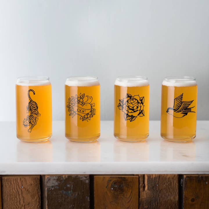 Vital Industries - Wholesale Drinking Glass/Cup - Old School Tattoo Can Glasses