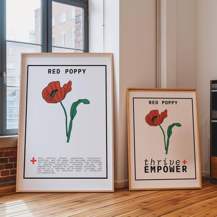 Poppy Flower Wall Art Set: Thrive + Empower Prints for wholesale by Poppy+Lily