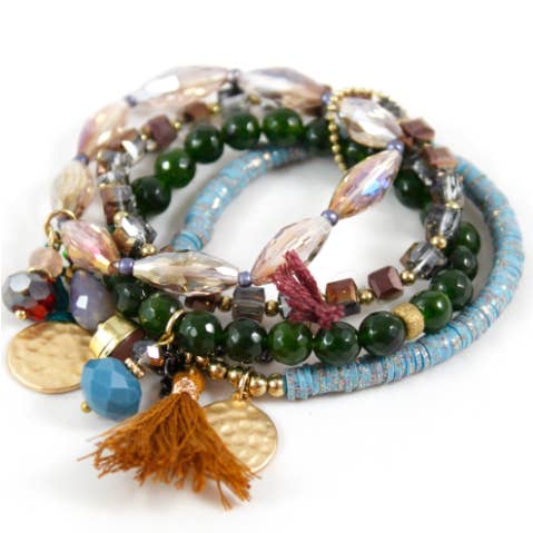 Bracelet extensible empilable en cristal et pierre de luxe -La Collection Classique- B1-905 pour la vente par LIZOU