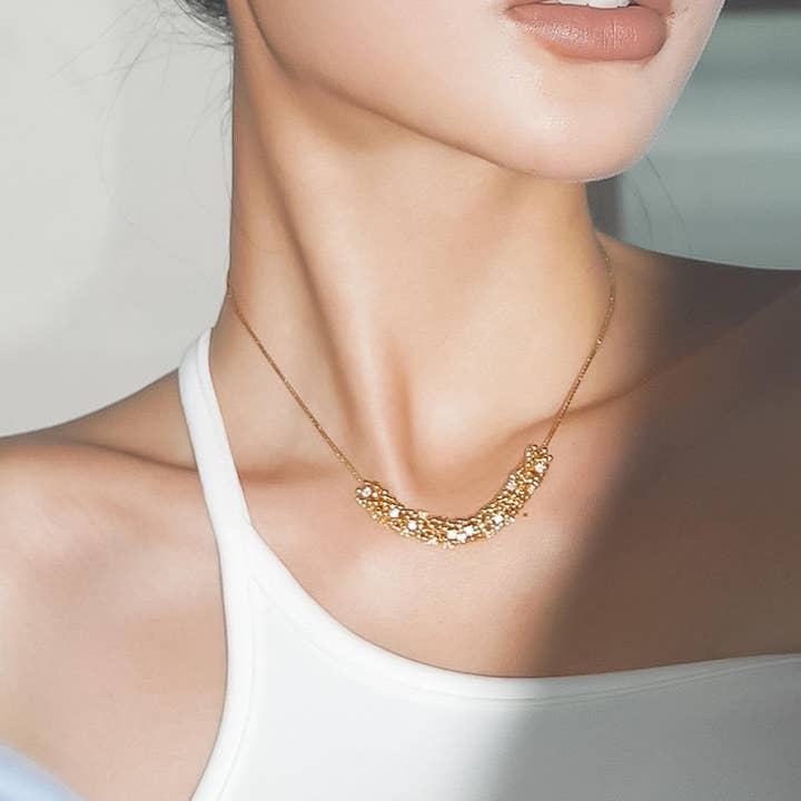 Silver Bethany 18K Gold Dressy Rhinestone Chain Choker for wholesale on Faire1