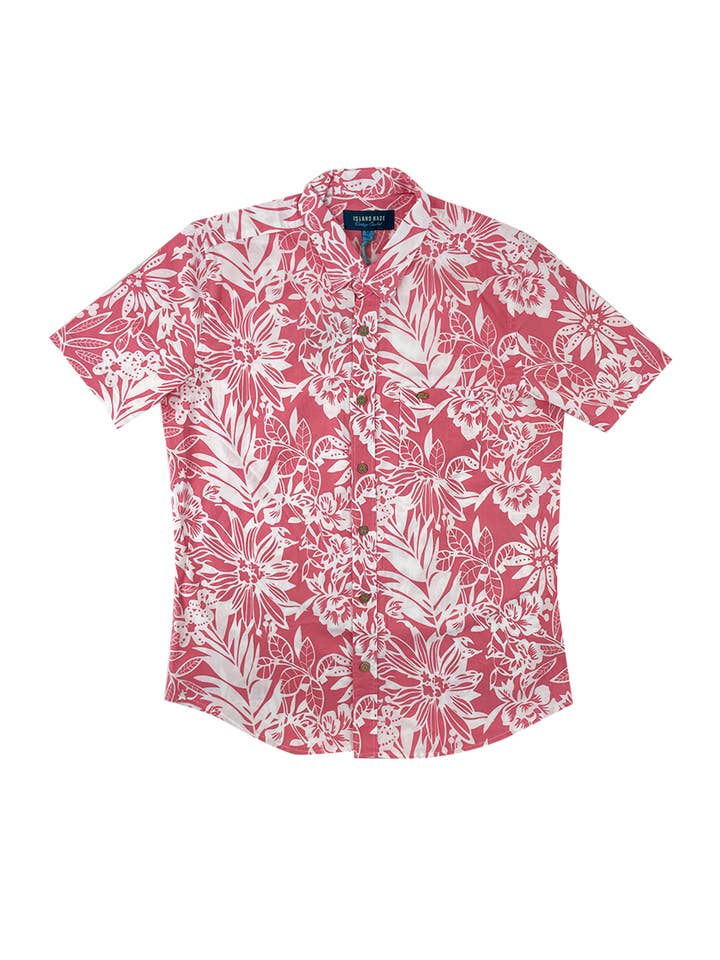 coral Men's Hawaiian Shirts Wovens Shirts Button Down for wholesale on Faire