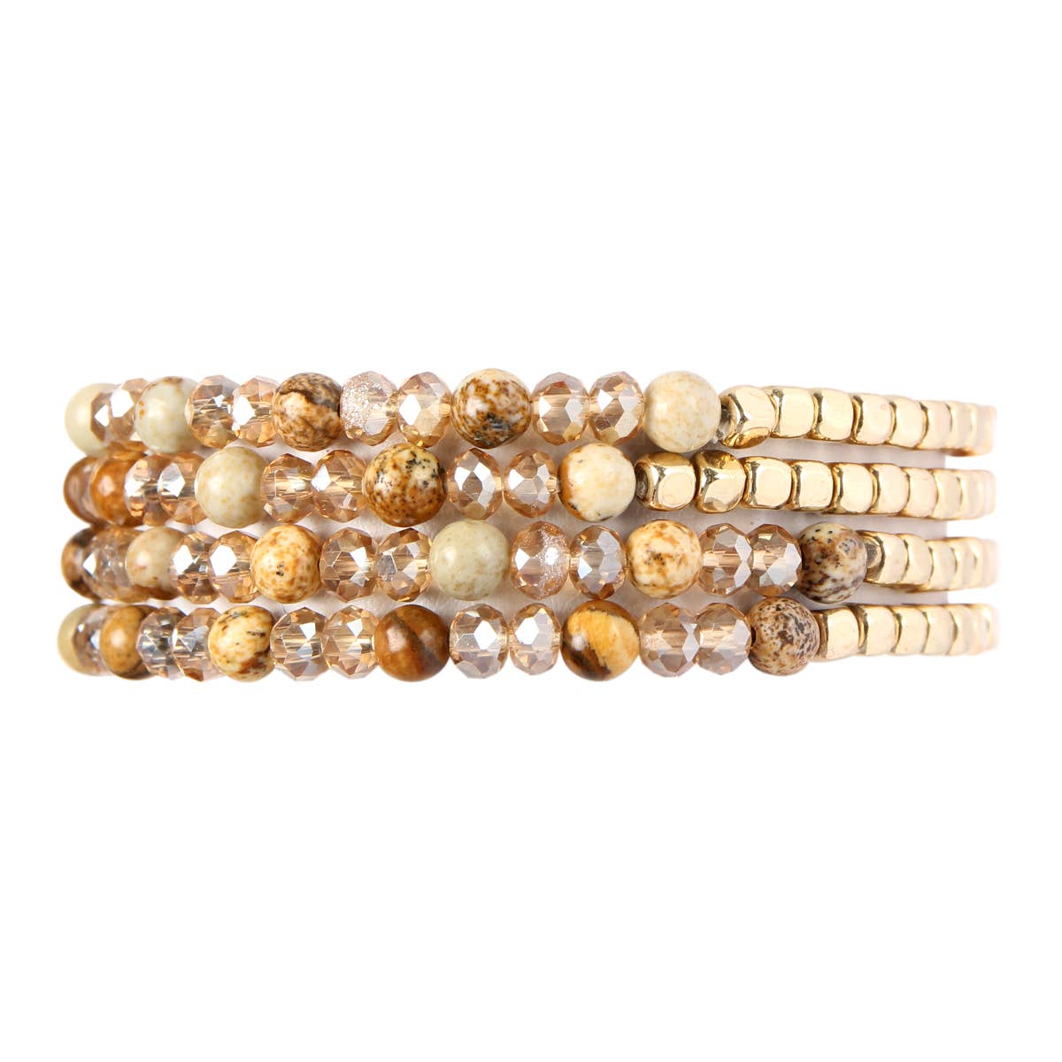 MYS Wholesale Inc - Wholesale Beaded Bracelet - Brass, Stone, Glass Four Set Beads Bracelet26