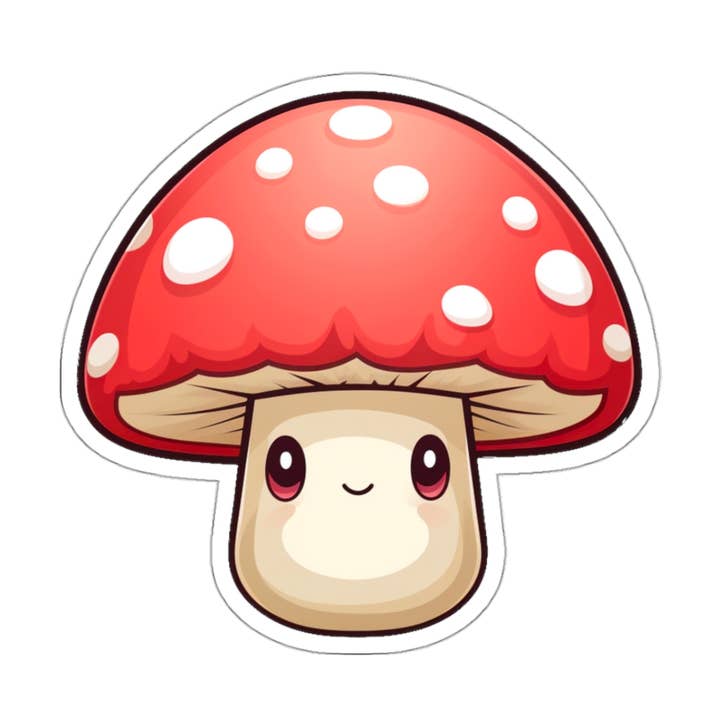 Kawaii Red And White Mushroom Sticker for wholesale by LivLearnLove