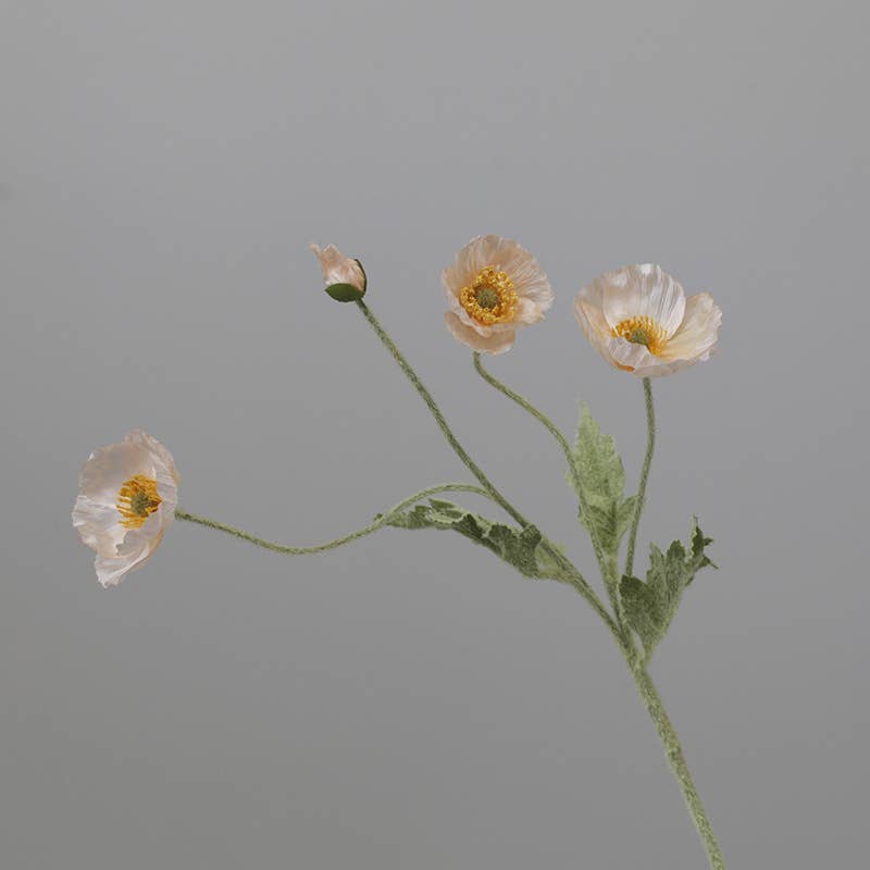 Sweet Home Deco - Wholesale Artificial Flowers - 22'' Single Flocked Floral Poppy Spay, Colorful Silk Poppies14