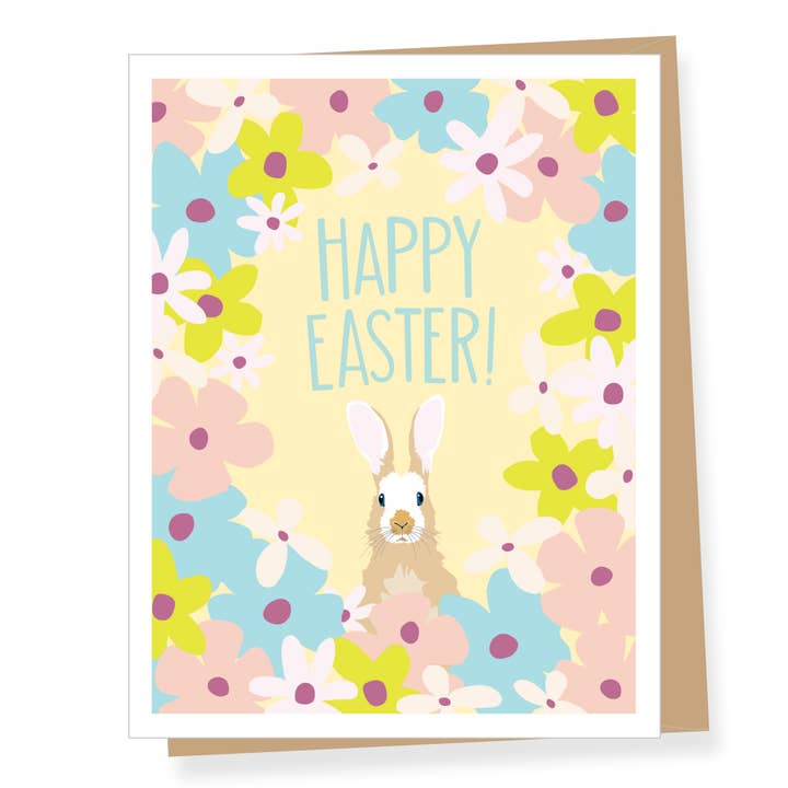 Floral Bunny Easter Card for wholesale by Apartment 2 Cards