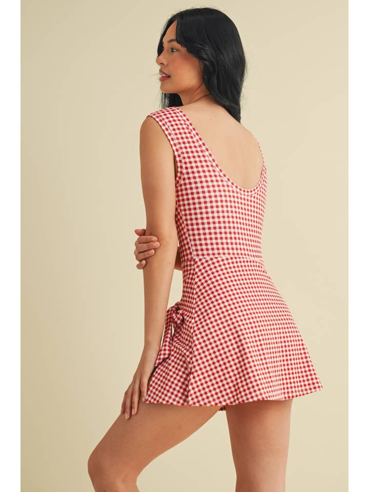 KIMBERLY C - Wholesale Athletic Dress - Women's - Gingham Print Sleeveless Wrap Tie Front Dress 40