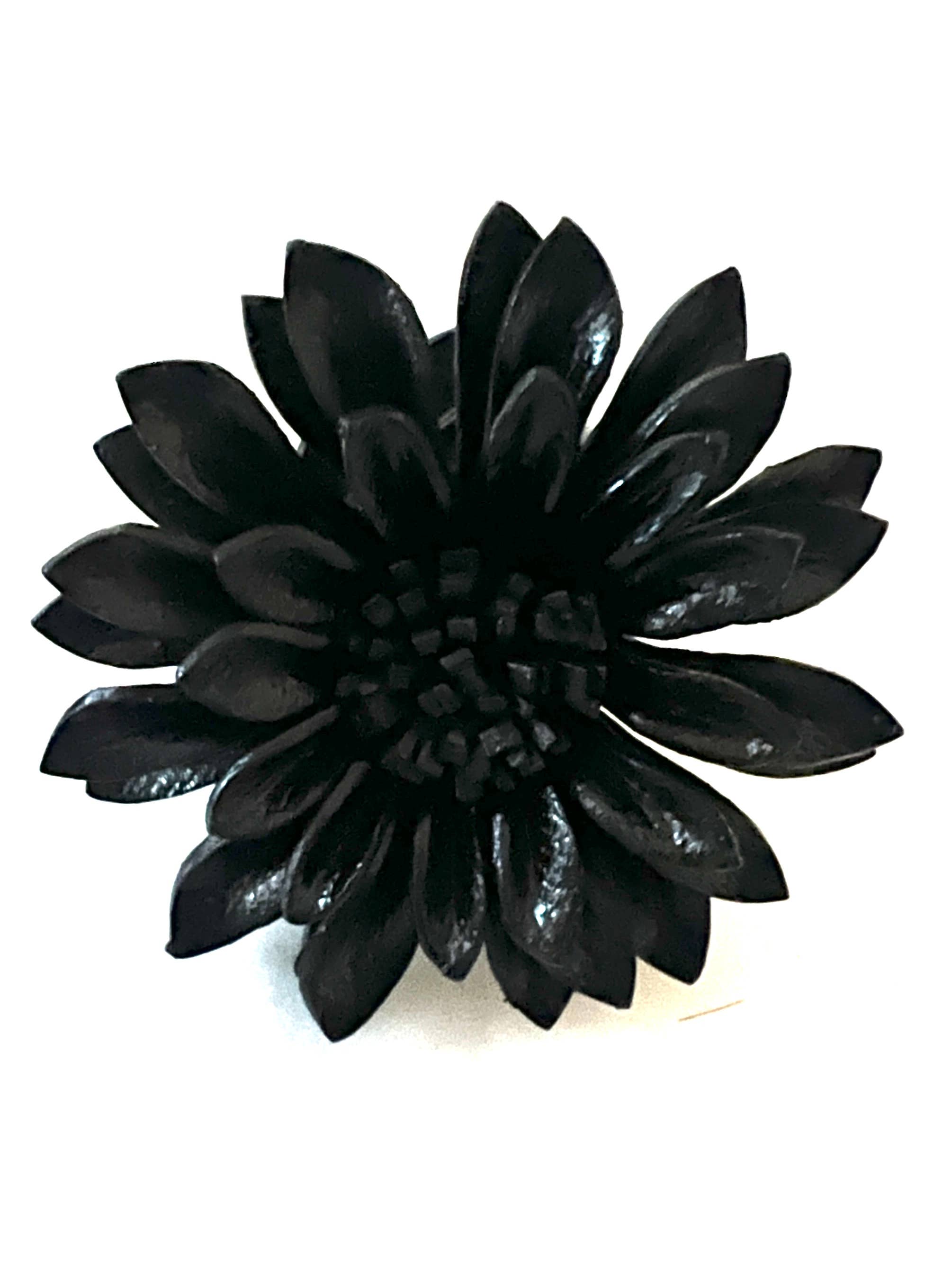 Erik & Mike - Wholesale Cocktail/Statement Ring - Flower Ring Leather sunflower adjustable ring Black0